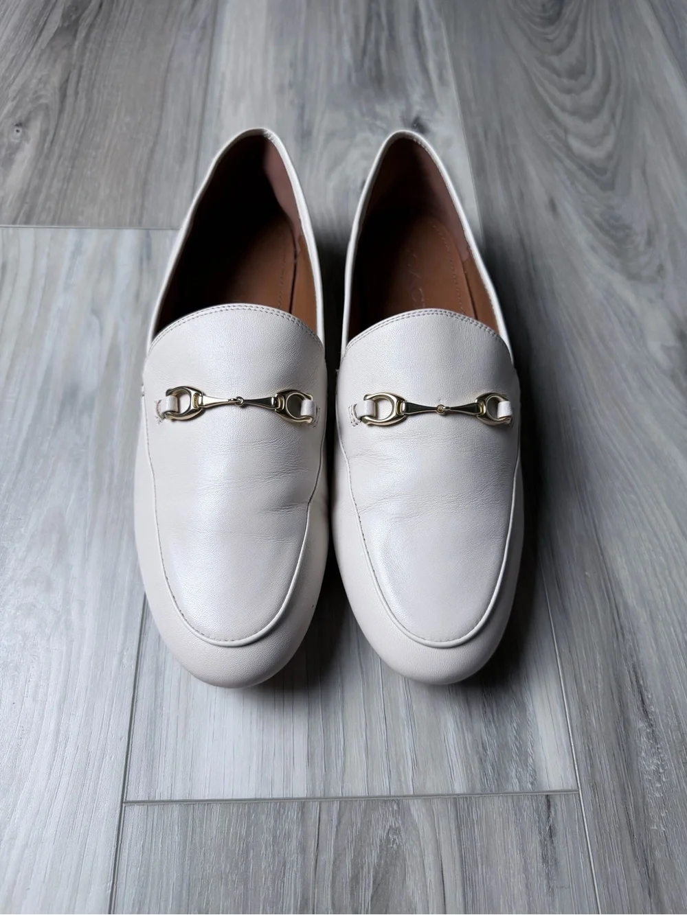 Coach Haley Chalk Leather Horsebit Loafers Gold Women’s Size 9